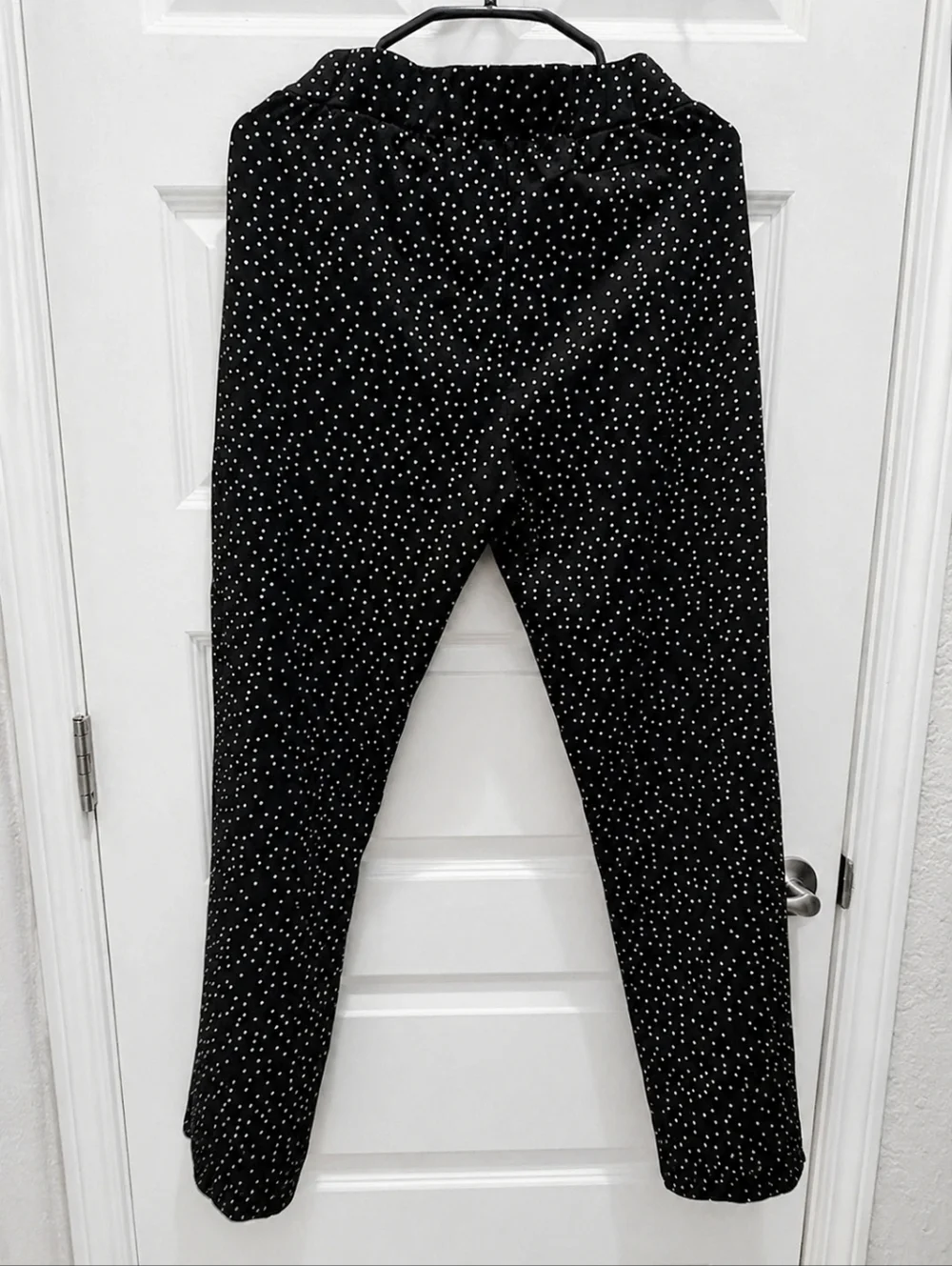 SHEIN Polka Dot Ankle Pants Women’s Large Black White Stretch Straight Fit